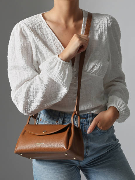 Cross Body Tas Accordeon Double Leder Lancaster Bruin accordeon double 88 ander zicht 1